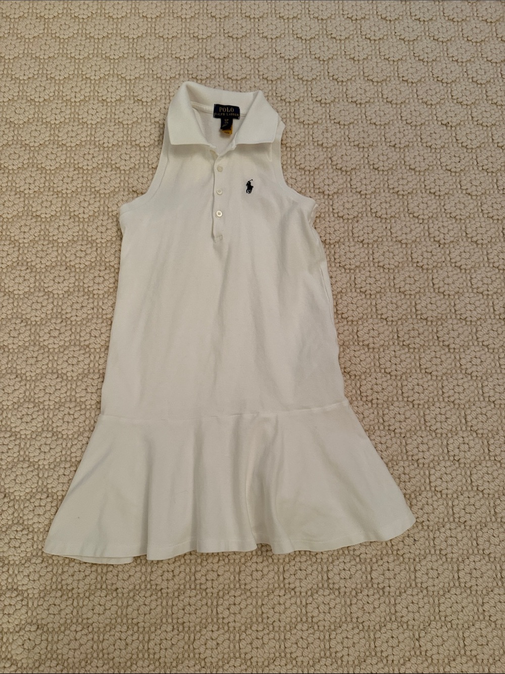 Polo by Ralph Lauren White Sleeveless Polo Dress with Navy Logo